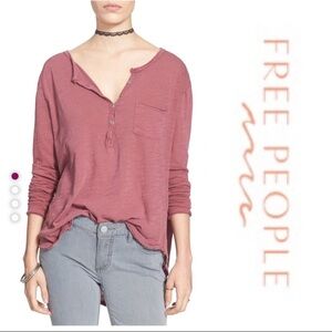 WE THE FREE-FREE PEOPLE Slub Knit Henley long sleeve tee